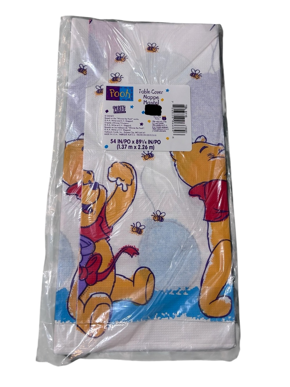 Vintage NEW Disney Pooh Tablecloth Paper Birthday Party 1990s Honey Bee 54x89
